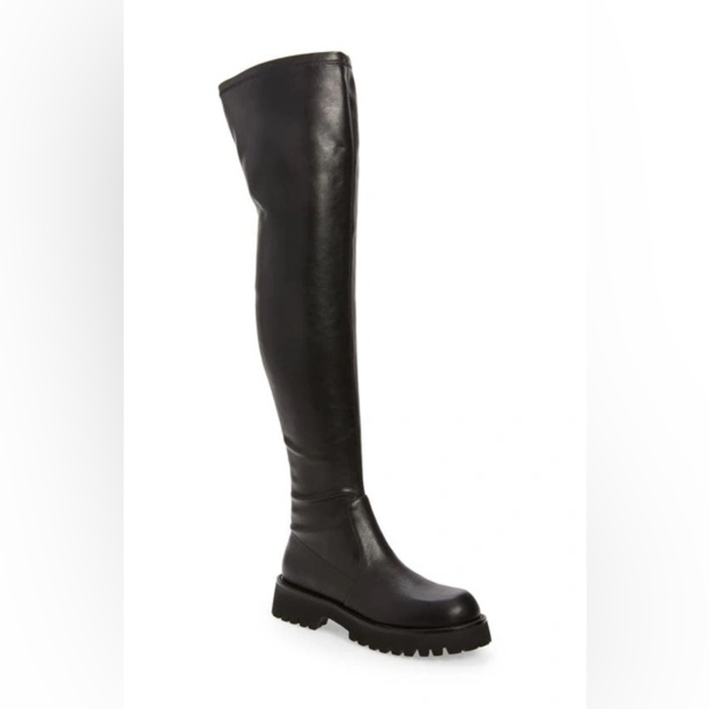 Jeffrey Campbell Black Over-the-knee Leather Flat Boots